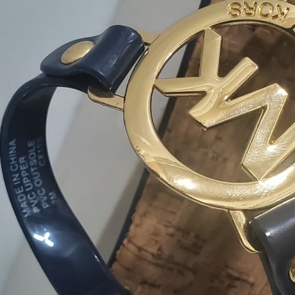 Michael Kors Sandals MK Blueblack Jelly PVC Cork Thong Flip Flop🌴✌️ - Picture 8 of 8